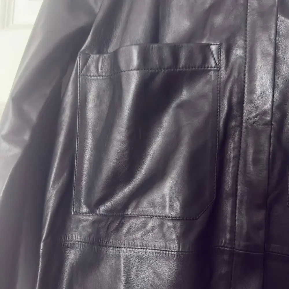 ZARA STUDIO BLACK ZIPPED LAMBSKIN LEATHER JACKET 5479/246 Size Small